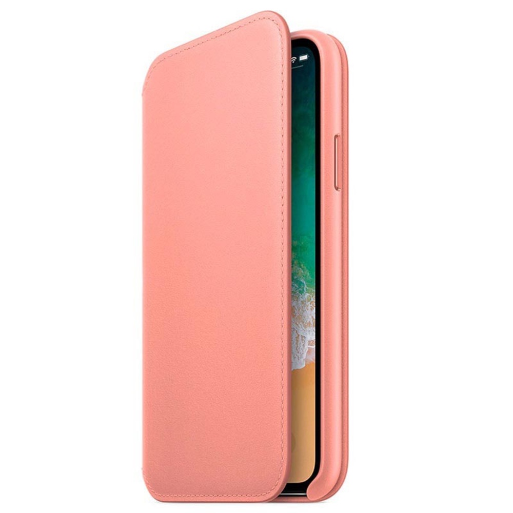 iPhone X Leather Folio in Soft Pink